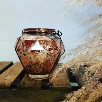 Rose Gold Mercury Glass Tealight Candle Holder Lanterns