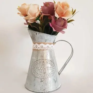 Artificial Flowers In Metal Chic Jug