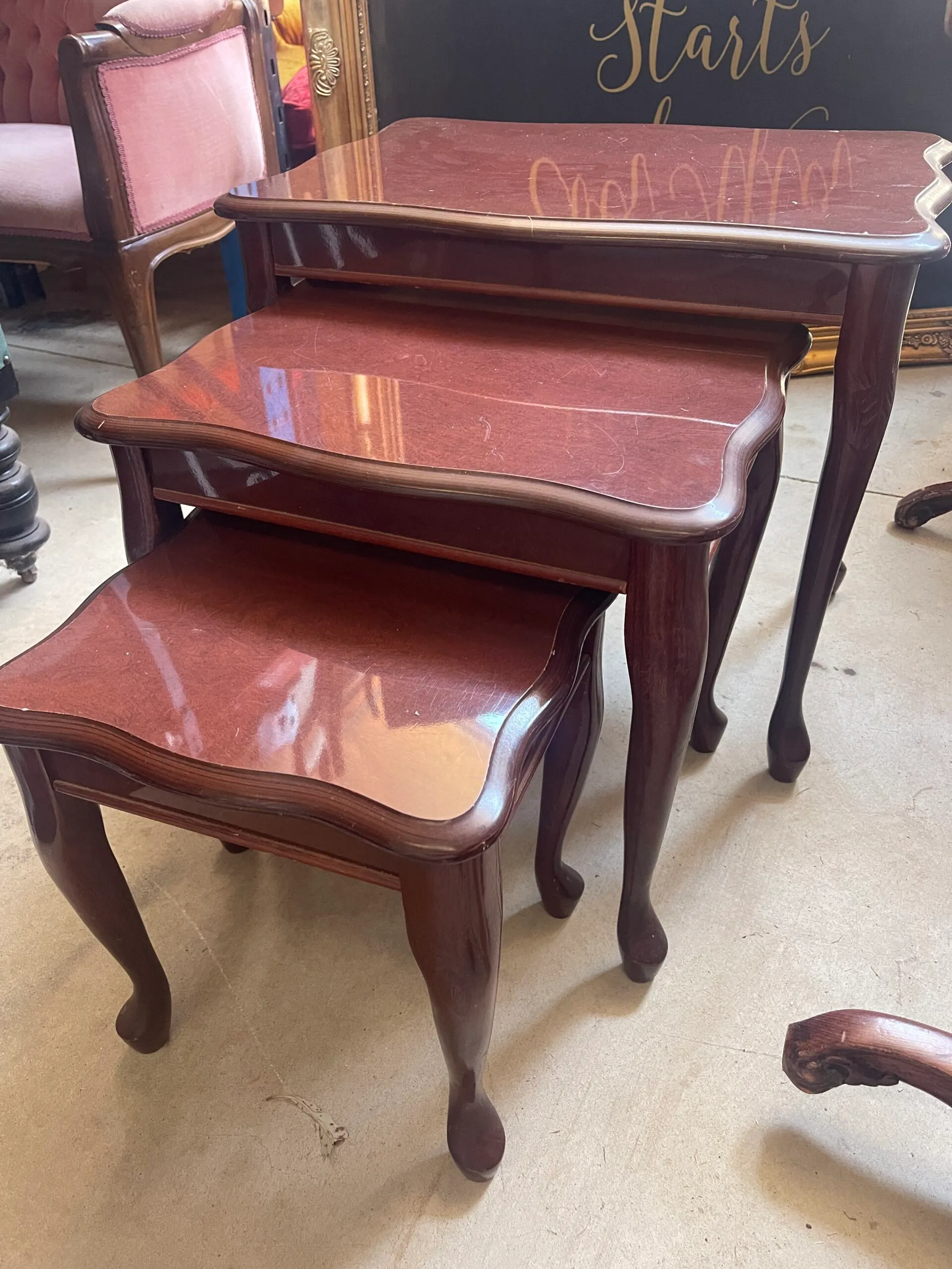 Vintage Wooden Side tables (Set of 3)
