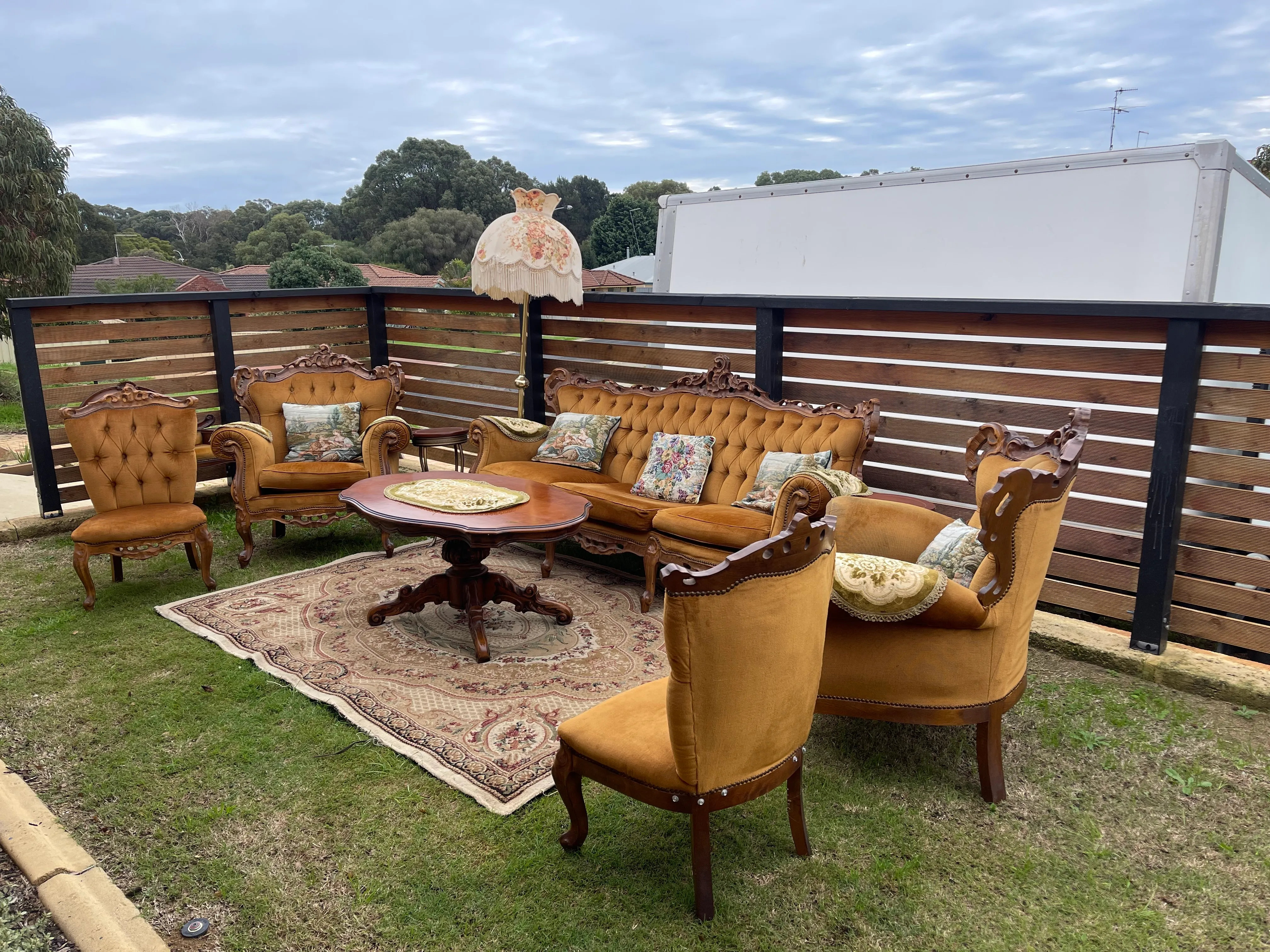 Deep Gold Wood Carved Velvet Package (Seats 7)