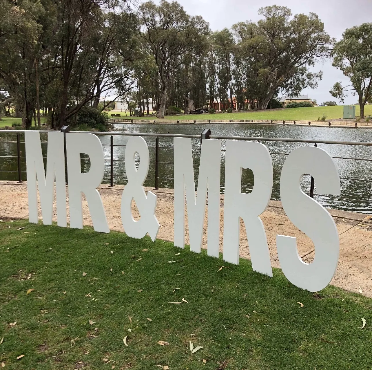 Large White "MR & MRS" Letters