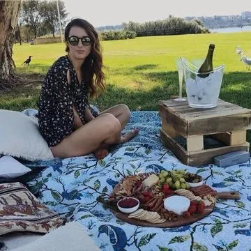 Blue Printed Fleece Picnic Rug