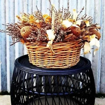 Vintage Wicker Basket with Dried Flowers