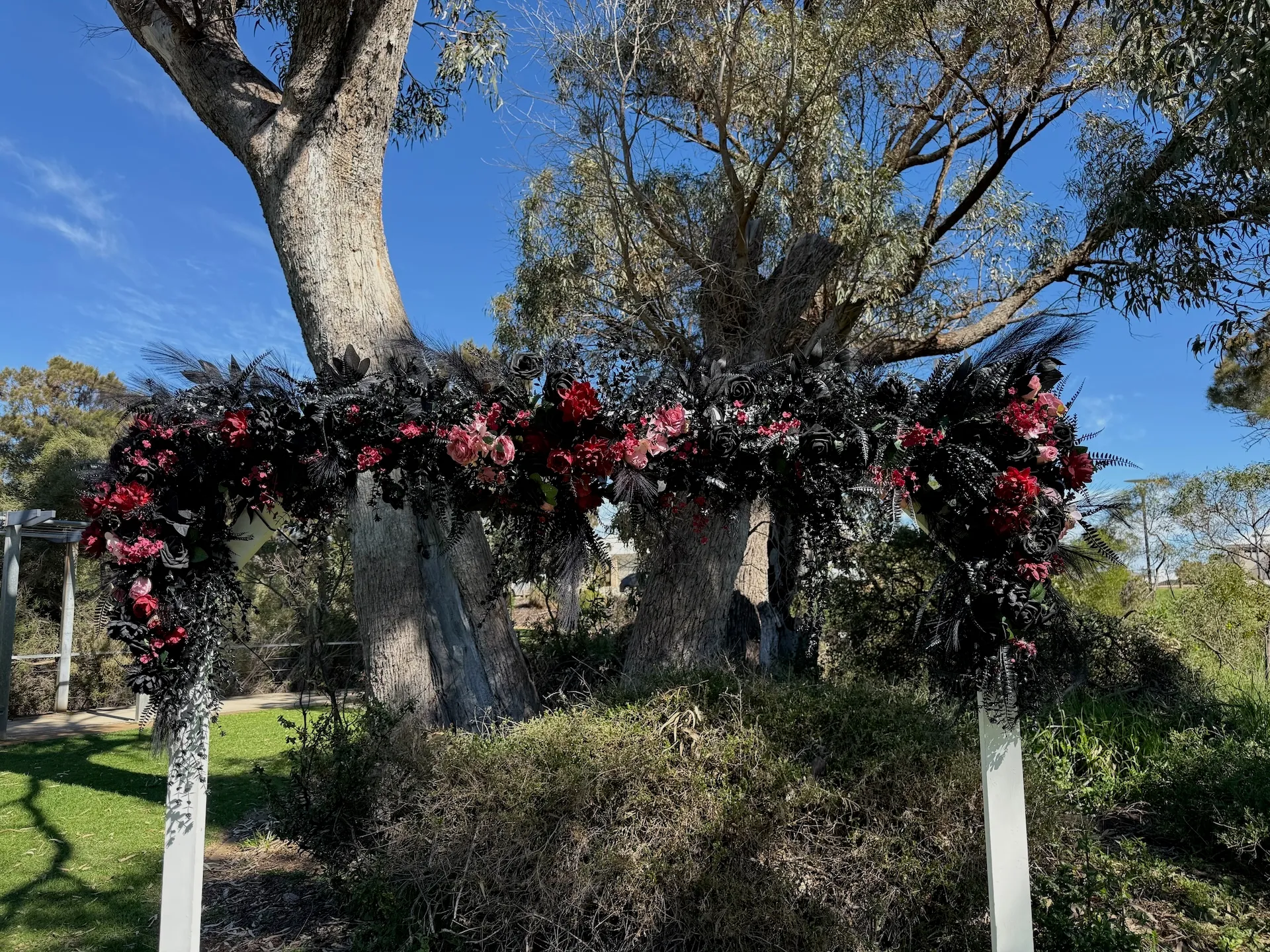 Pink & Black Roses Arbour Florals (3 Piece)
