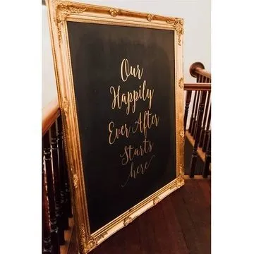 Extra Large Gold Trim Chalkboard "OUR HAPPILY EVER AFTER"