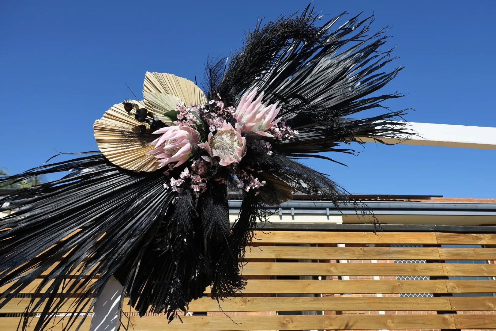 Large Black, Pink & Cream Arbour Florals