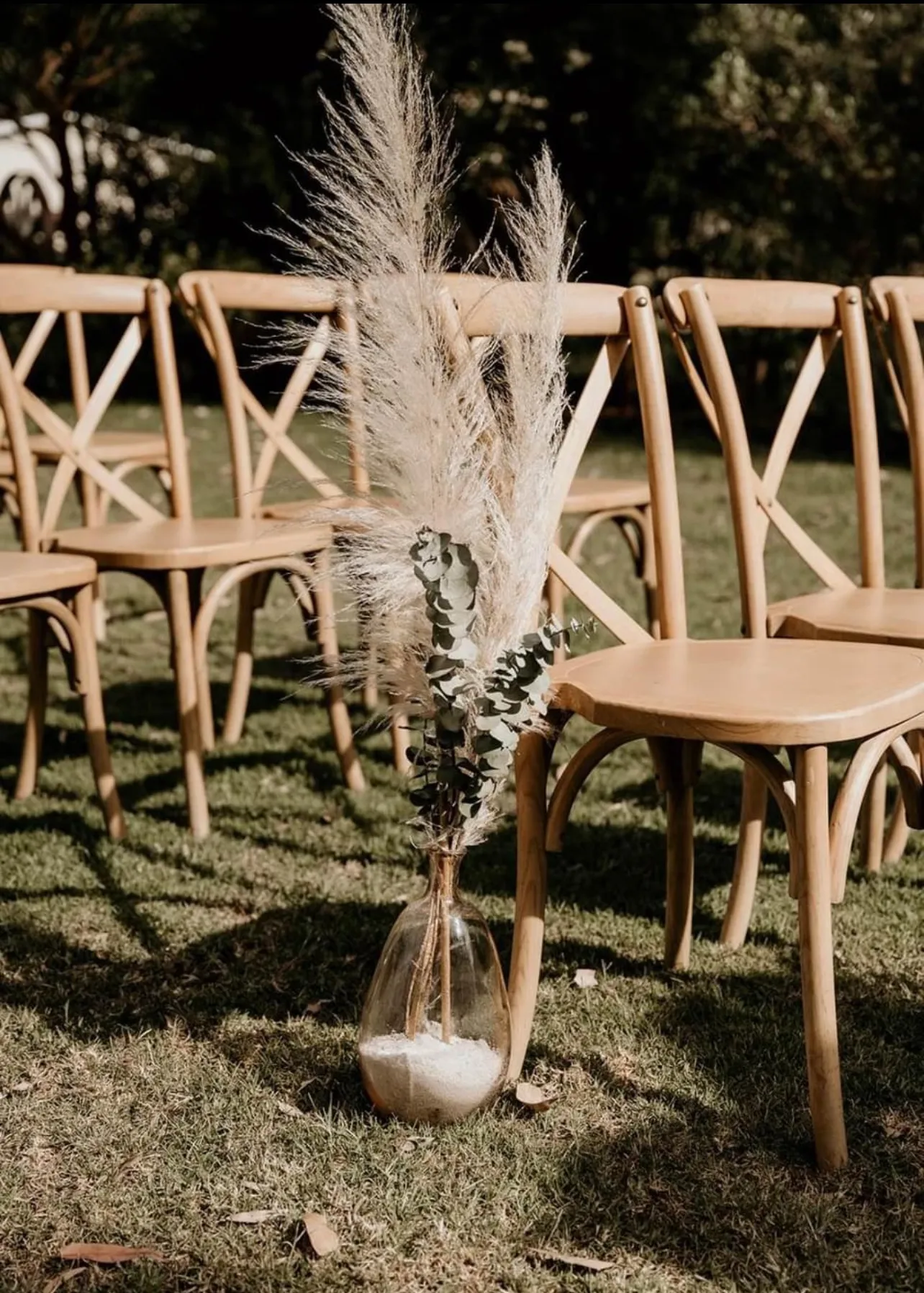 Boho Glass Vase with Pampas & Eucalyptus