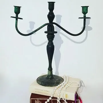 Vintage Brass Patina Candelabra B