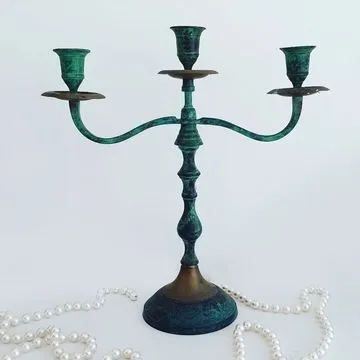 Vintage Brass Patina Candelabra A