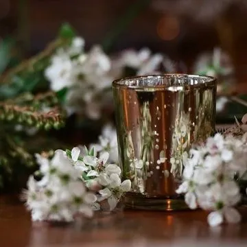 Gold Mercury Glass Votive Candle Holder