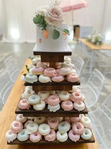 Wooden Square, Four Tiered Cake Stand