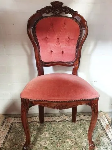 Wood Carved Frame, Pink Velvet Chair