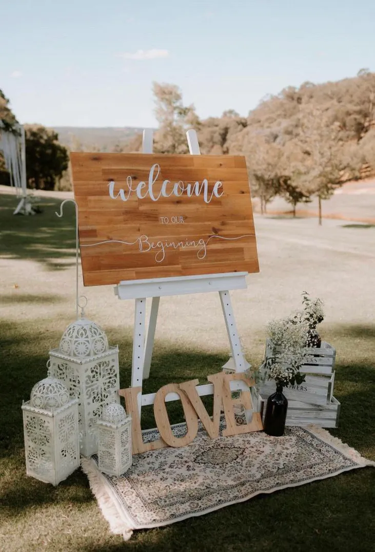 Wooden- "WELCOME TO OUR BEGINNING" Sign