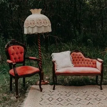 Wood Carved Frame, Pink Velvet Double Chair