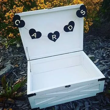 Rustic White Wooden Box with Lid