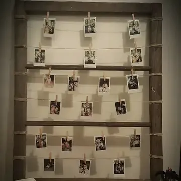 Vintage Wooden Window Frame with Jute String