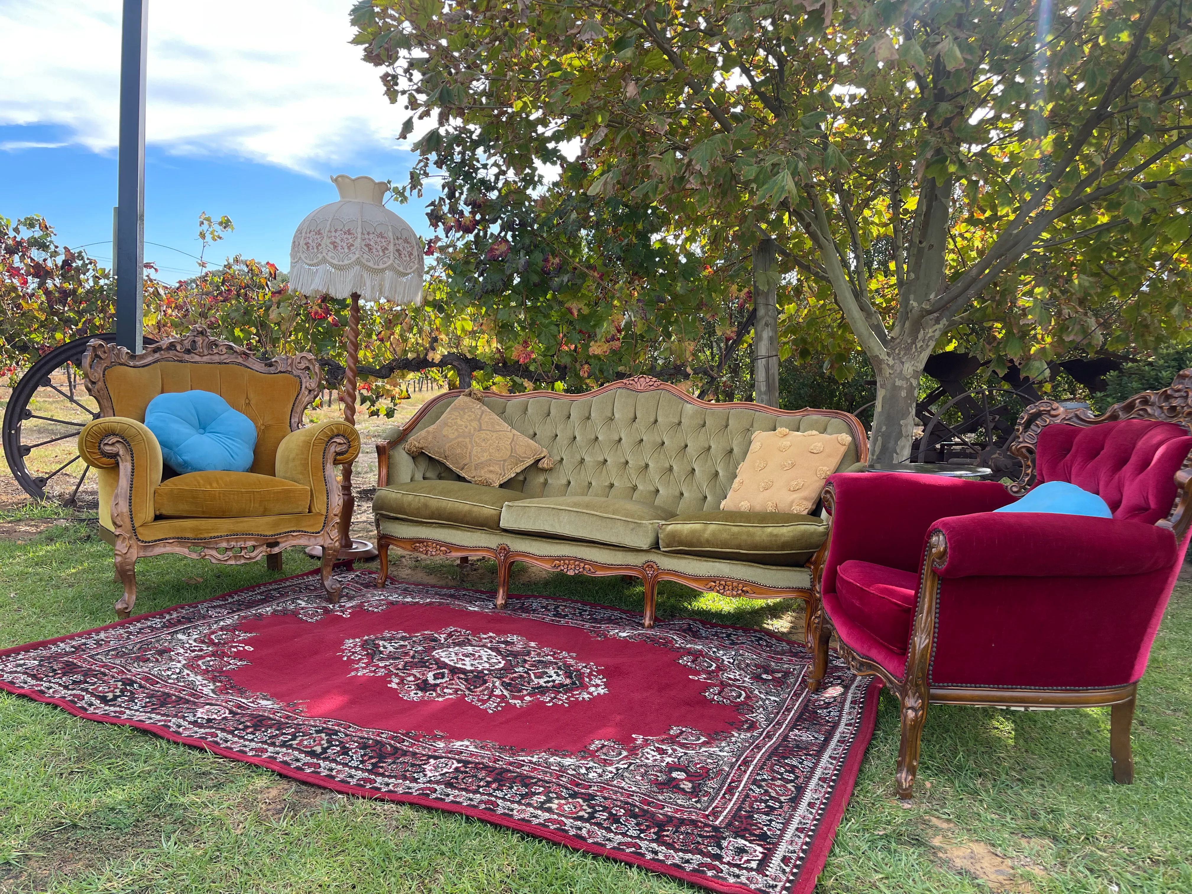 Mixed Colours Wood Carved Velvet Package (Seats 5)