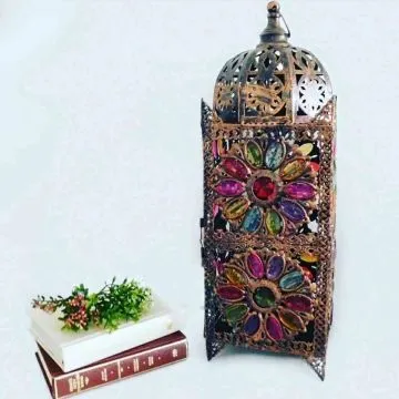 Large Multi Coloured Boho Lantern