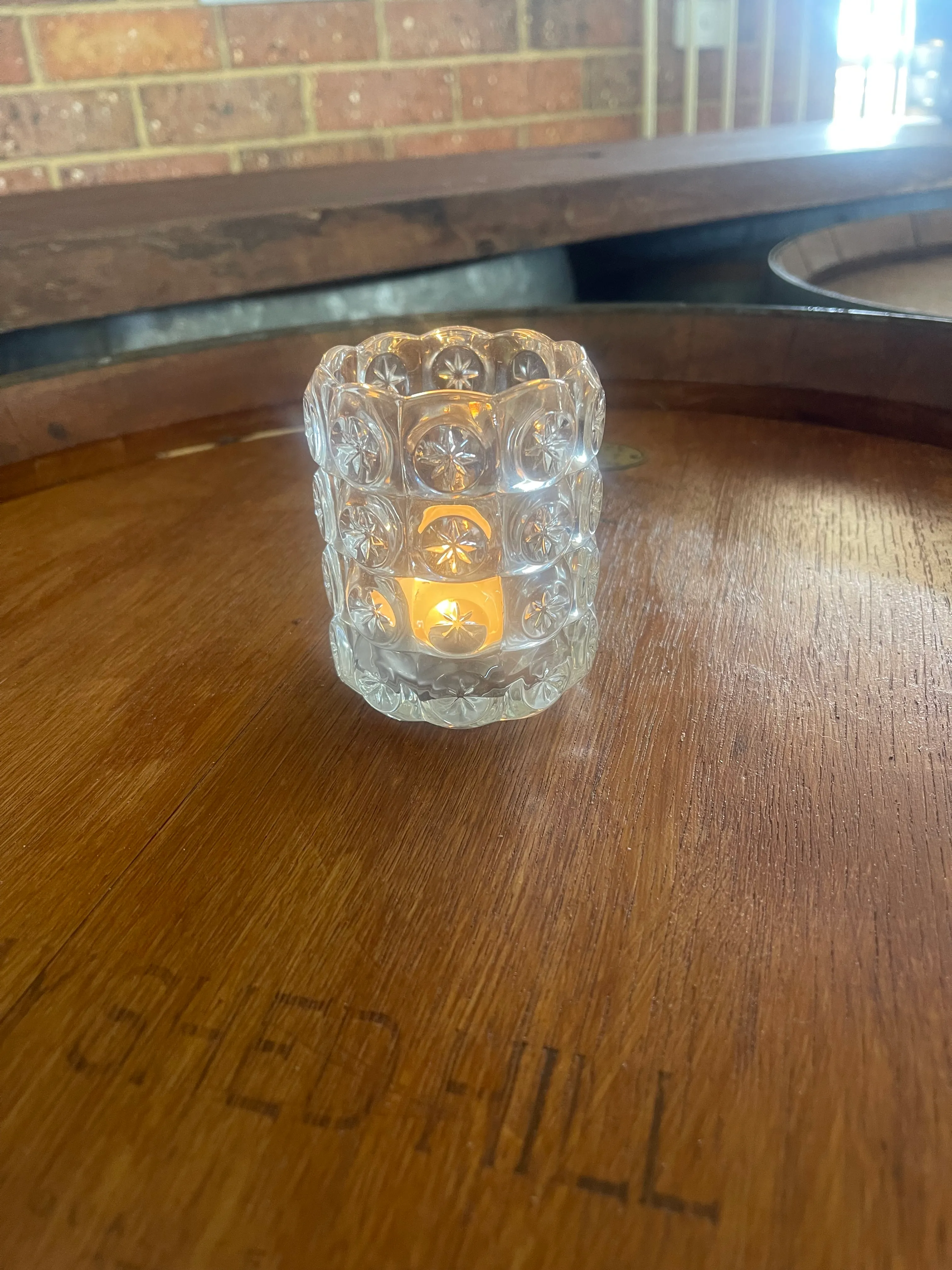 Vintage Textured Glass Tealight candle holder