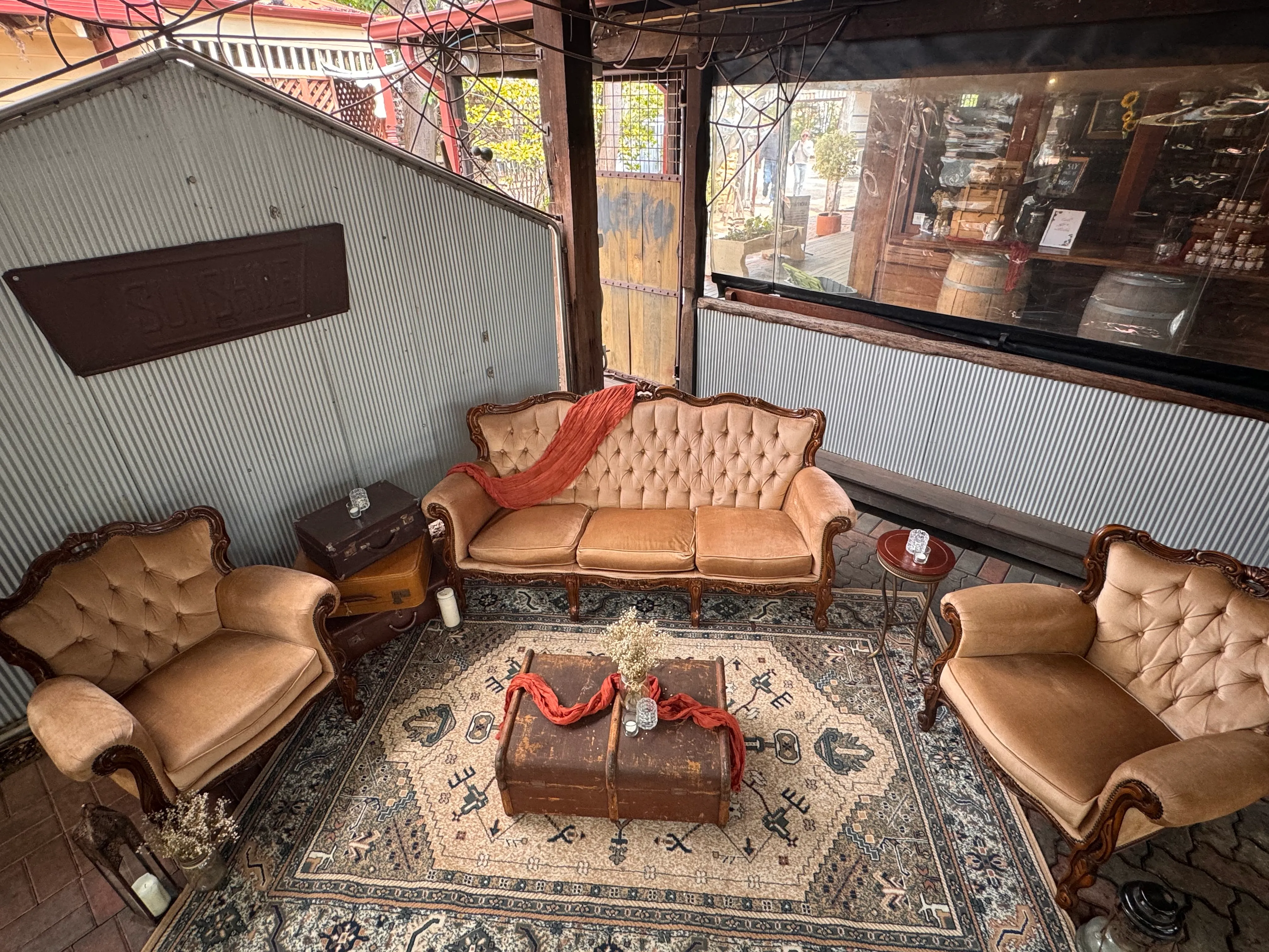 Champagne Wood Carved Velvet Package (Seats 7)