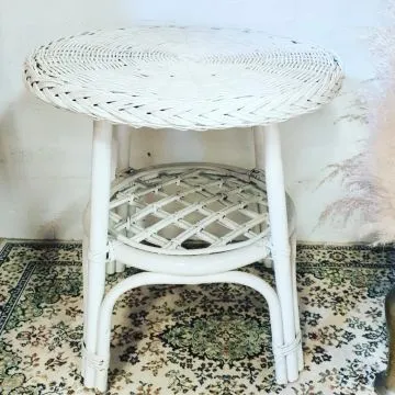 White Wicker Round Table