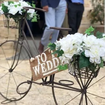 Vintage Style Metal Bike with Flowers