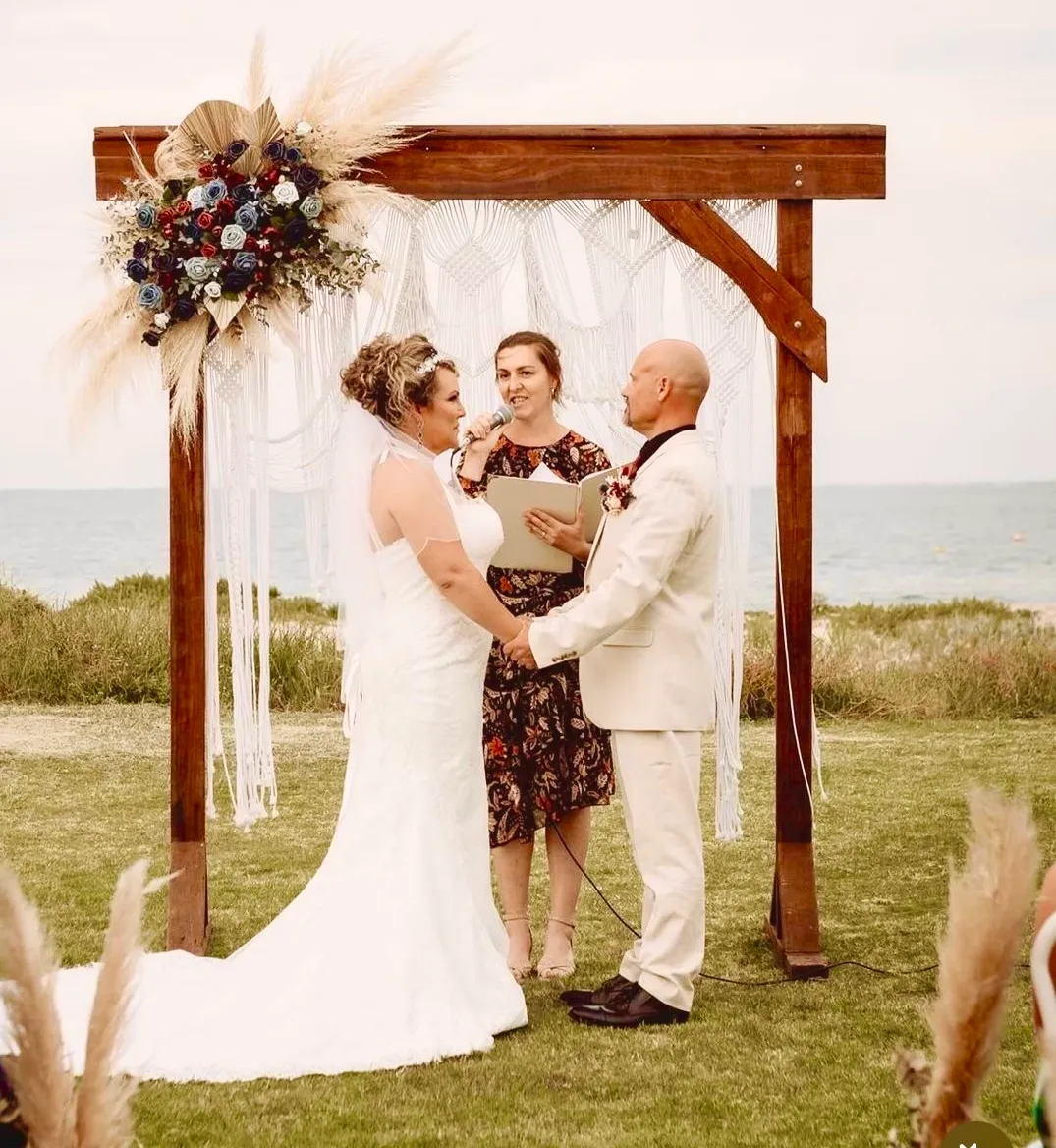 Blue, Burgundy & Pampas Arbour Florals