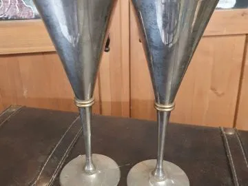 Vintage Silver Toasting Flutes