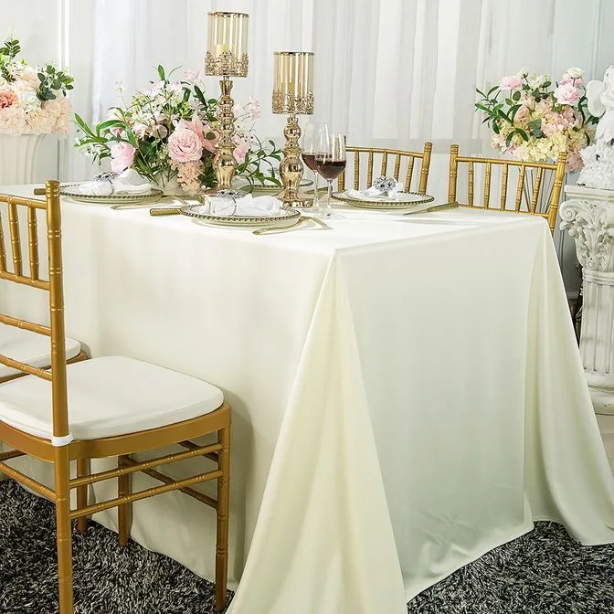 90"x156" Ivory Tablecloth