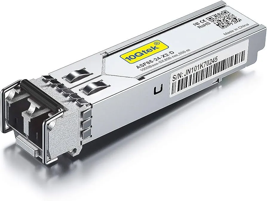 10GTEK 1.25G SFP 1000Base-SX Multimode LC Fiber Transceiver Module, 850nm MMF, 550m, for Cisco GLC-SX-MMD/GLC-SX-MM/SFP-GE-S, Meraki, Fortinet, Ubiquiti UniFi, Mikrotik, Fortinet, TP-Link, Netgear