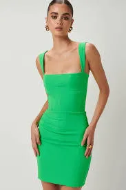 EFFIE KATS Mara Mini Dress Green, Size L