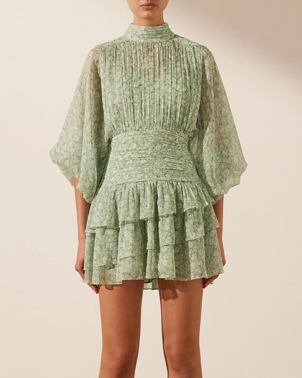 Shona Joy Long Sleeve Ruched Mini Dress, Size 10