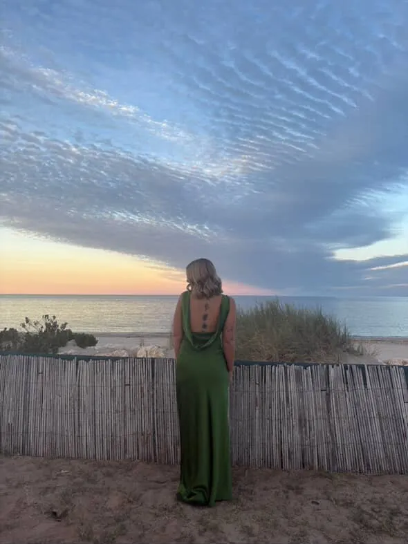 Meshki Nadia Maxi Satin Dress With Back Cowl, Size Xs