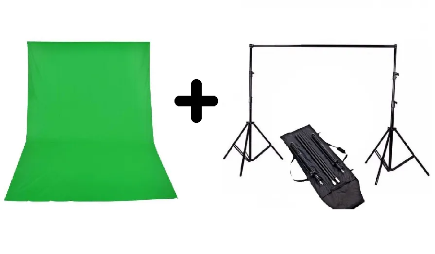 Kit Suporte P/ Fundo Infinito Estudio Fotográfico + Tecido verde