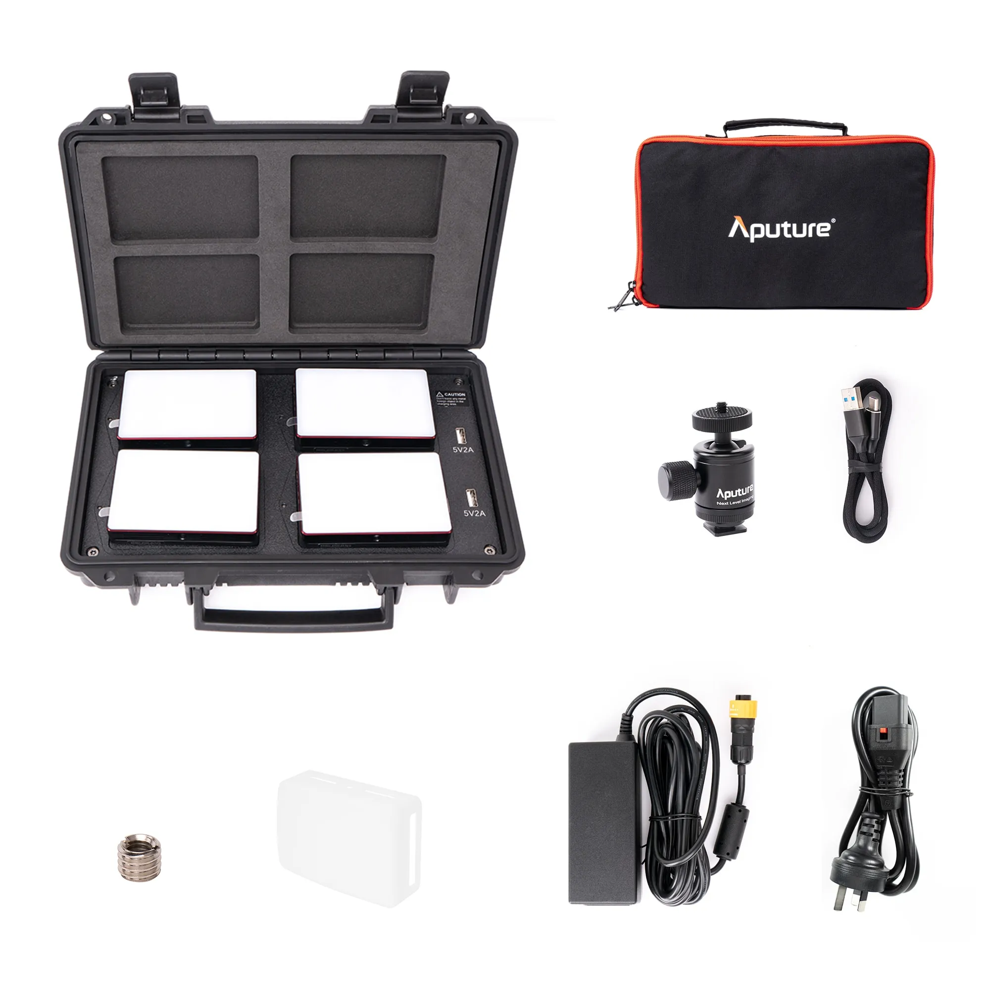 Kit Aputure MC RGBWW 4 luzes com Maleta