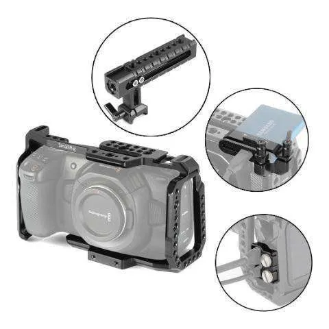 Cage completo para Blackmagic Pocket 4K (com top handle e suporte de SSD)
