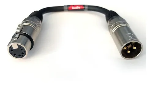 Adaptador DMX XLR 5 Pinos Fêmea para XLR 3 Pinos Macho 20cm