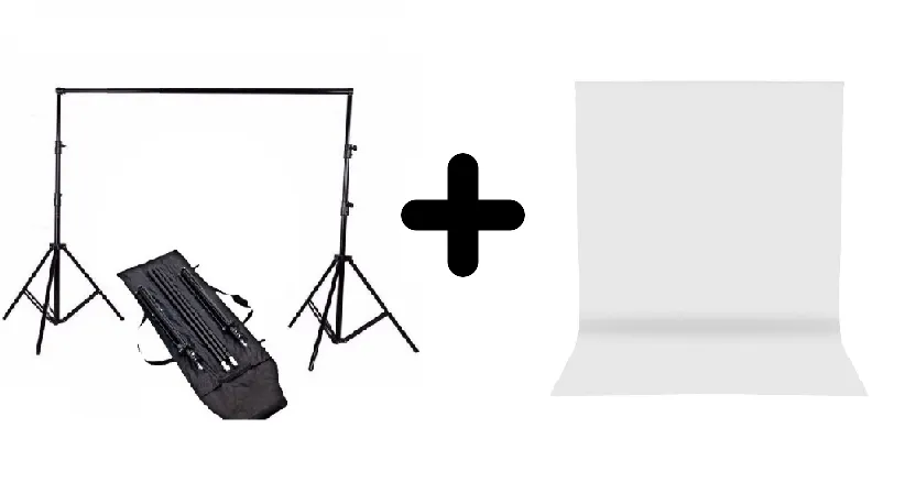 Kit Suporte P/ Fundo Infinito Estudio Fotográfico + Tecido branco