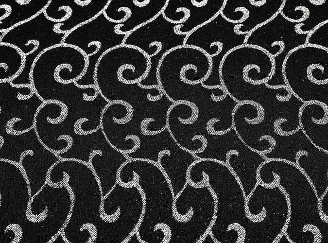 Black & Silver Metallic Swirl Linen