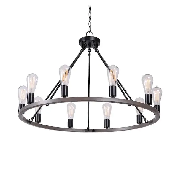 Chandelier Rustic 10 Bulb 36"