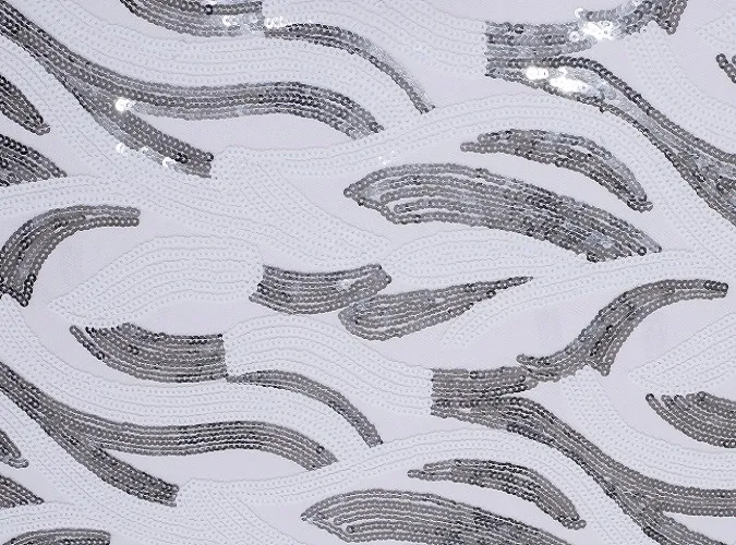 White & Silver Jazz Sequin Linen