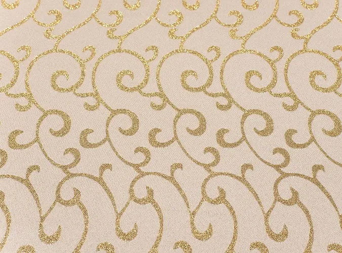 White & Gold Metallic Swirl Linen