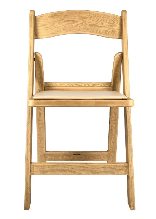 Woodgrain Folding Chair Natural Resin with Tan Cushion