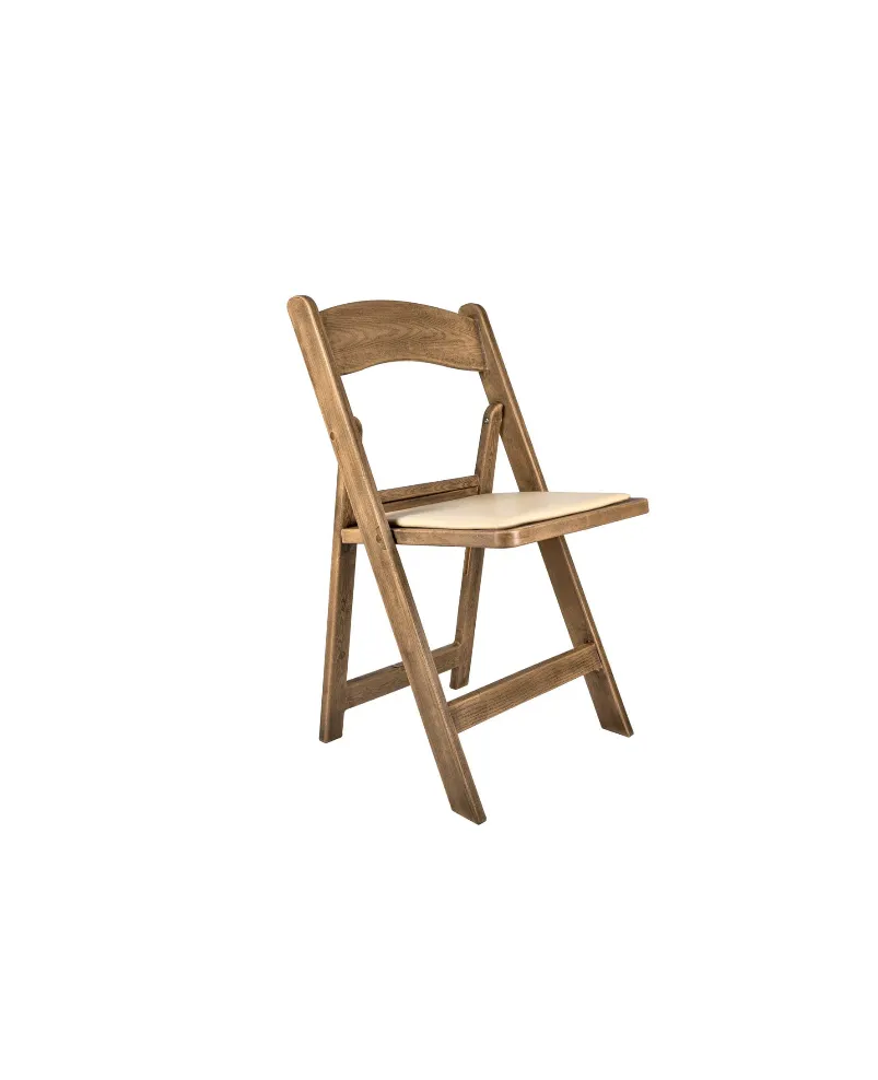 Woodgrain Folding Chair - Chestnut with Tan Cushion