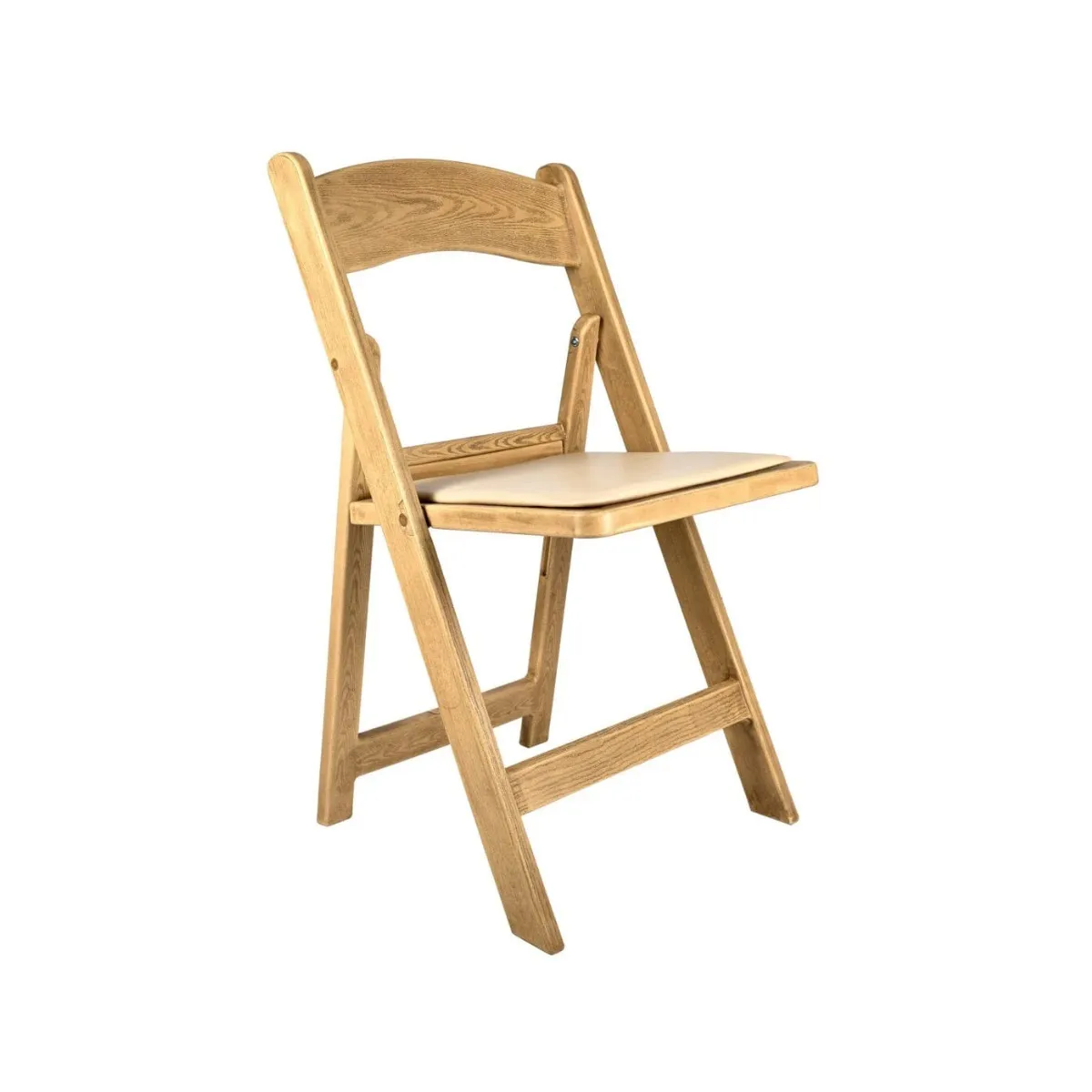 Woodgrain Folding Chair Natural Resin with Tan Cushion