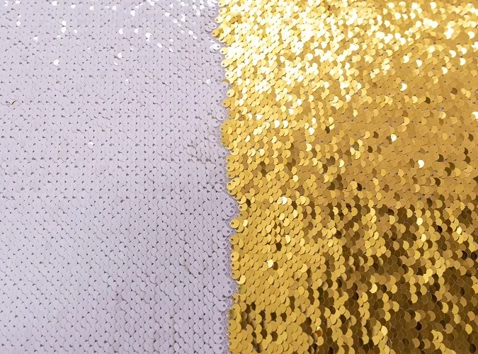 White & Gold Mermaid Sequin Linen