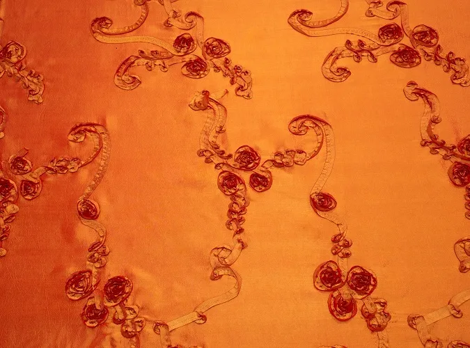 Burnt Orange Ribbon Taffeta Linen