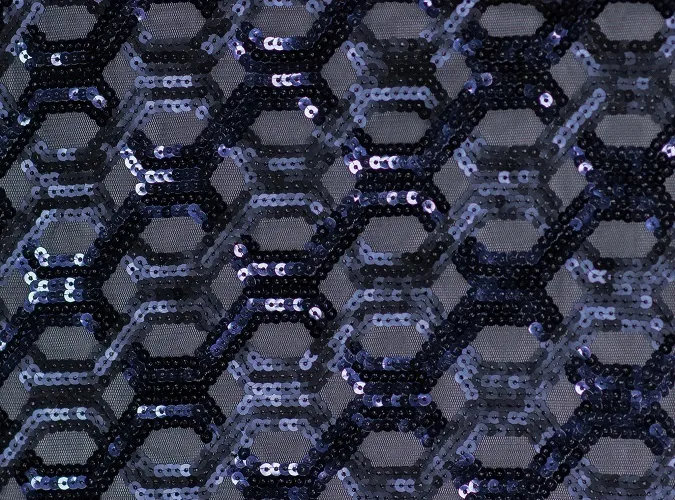 Navy Geometric Sequin Linen