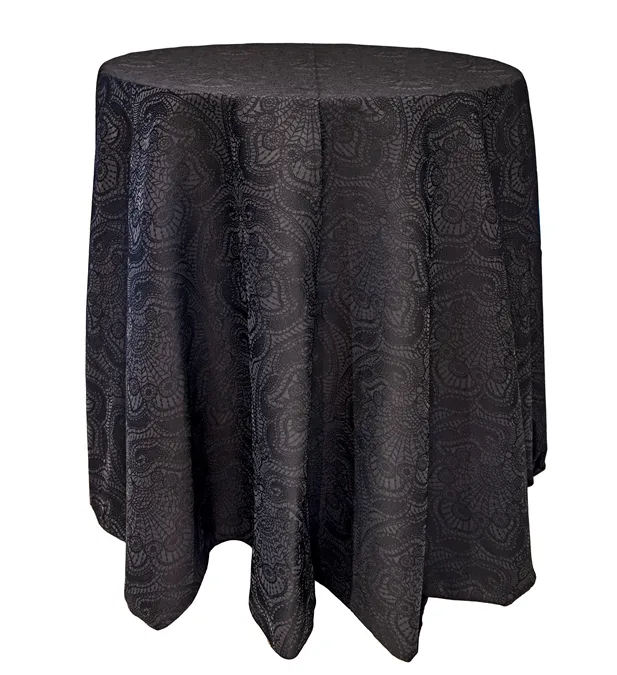 Linen Ebony Merletto 120" Round