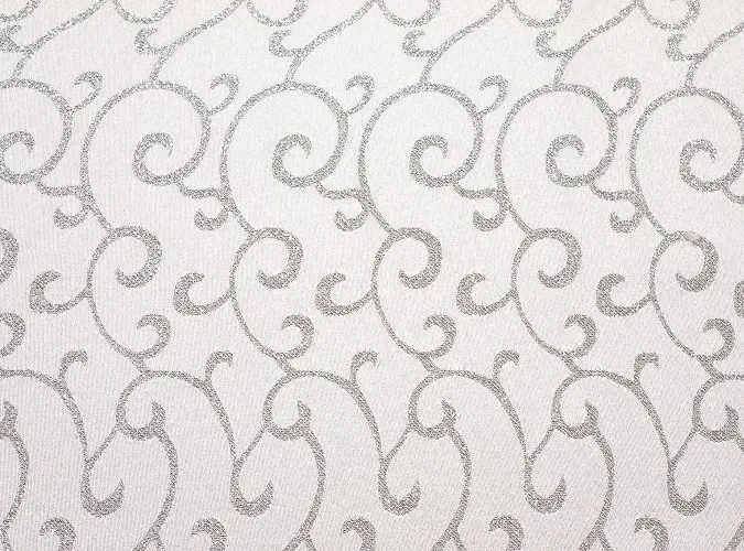 White & Silver Metallic Swirl Linen